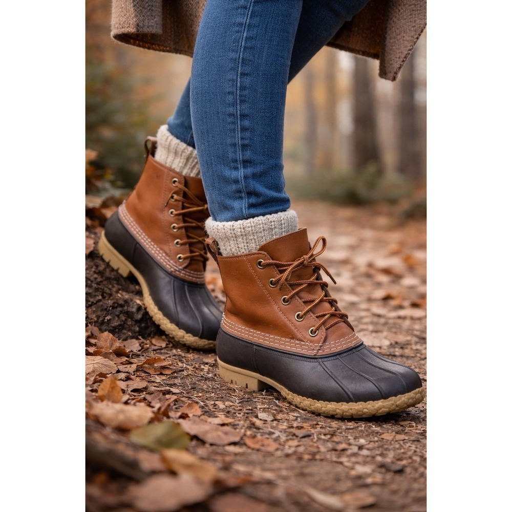 L.L. Bean Bean Boots Women's 9 Brown Leather Duck Boots Waterproof Lace